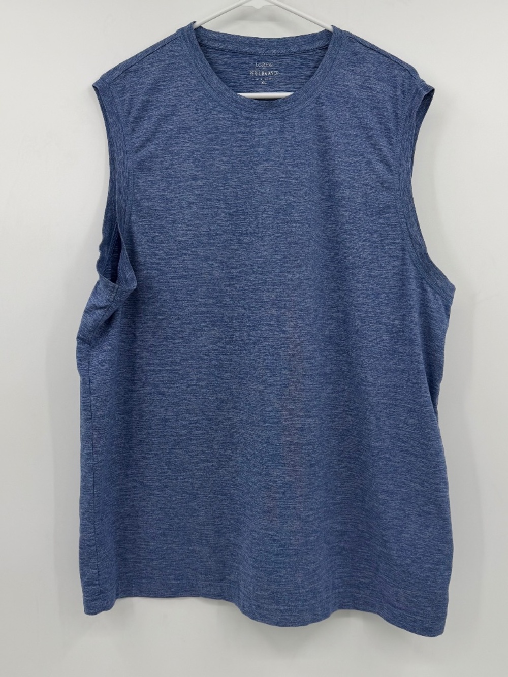 J Crew Tank Top Men XL Blue Heather Performance Wear Gym Stretch Active Workout